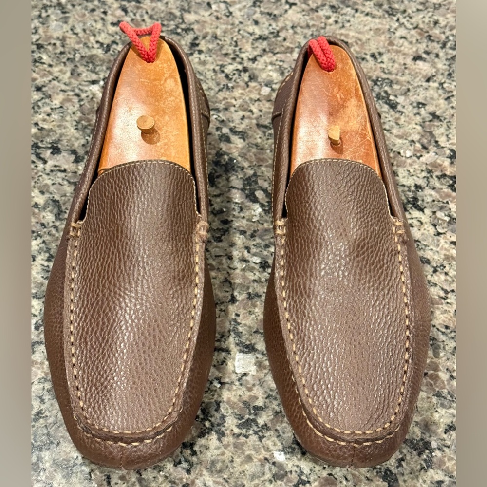 Calvin Klein Brown Leather Slip-On Loafers